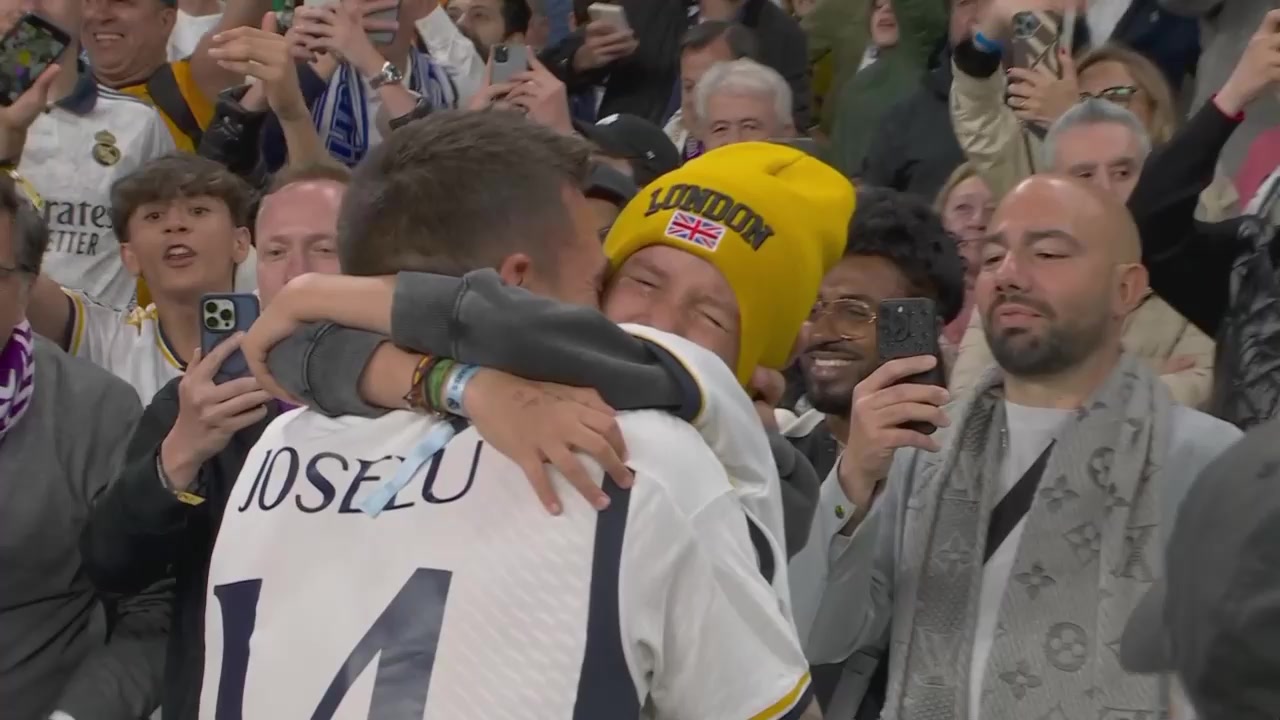 晋级欧冠决赛最大功臣！夺冠后何塞卢与儿子拥抱庆祝！